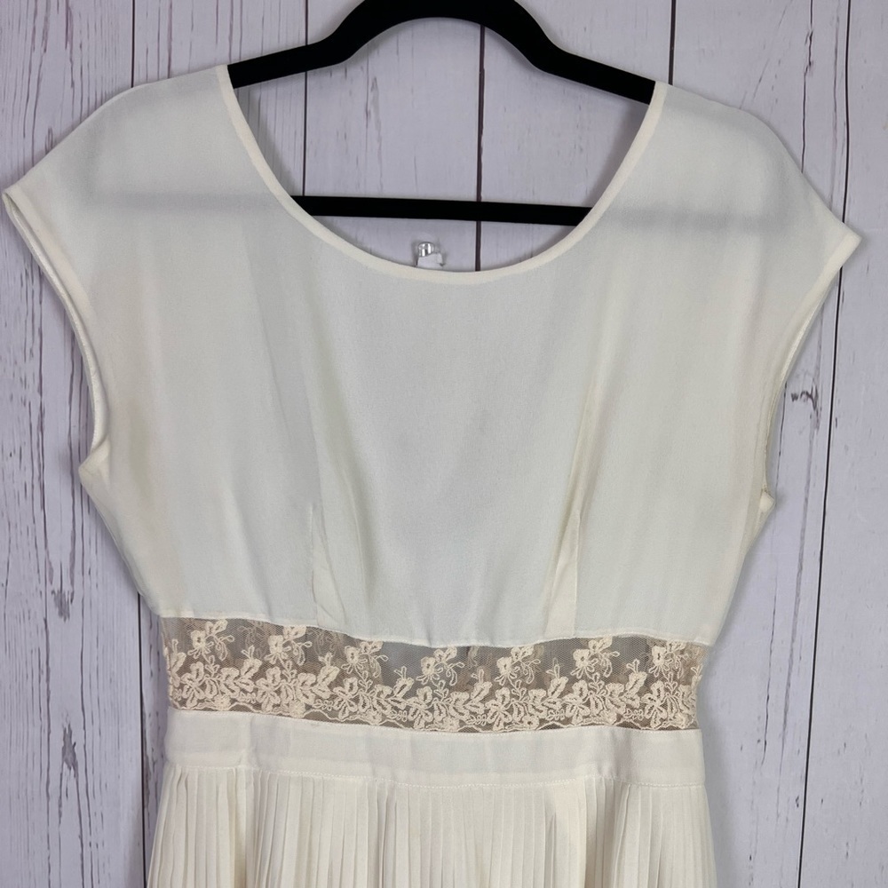 Kimchi | ivory high low dress | low cut back | pleated
